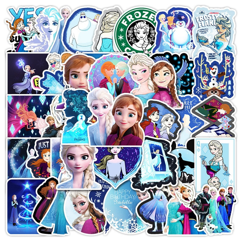 50PCS Marvel Disney Crashed Glass Cartoon Character Funny Stickers Luggage Trolley Case Bike Notebook Cute Waterproof Sticker