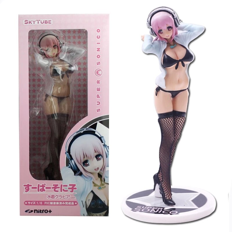 Anime SUPERSONICO Figure Sexy Swimsuit Standing Collectible Doll Model Desktop Collection Decoration PVC Material Static Toys