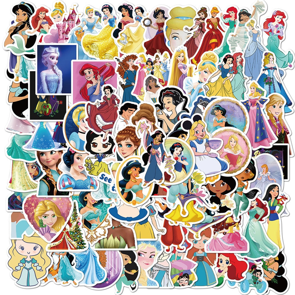 50PCS Marvel Disney Crashed Glass Cartoon Character Funny Stickers Luggage Trolley Case Bike Notebook Cute Waterproof Sticker