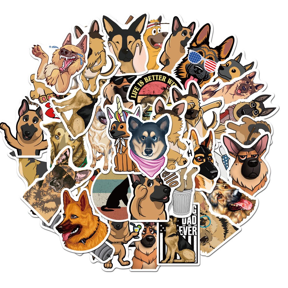 10/30/50Pcs/Set Cute German shepherd Pet Dog Decorative Washi Stickers Scrapbooking Stick Label Diary Stationery Album Stickers