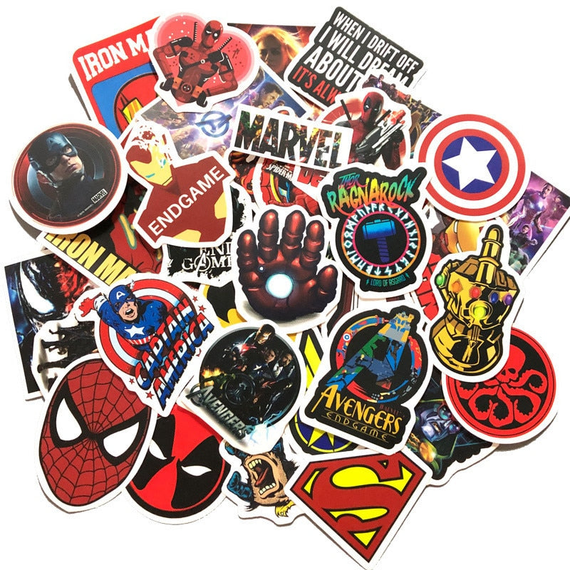 10/30/50Pcs/Pack Disney Marvel The Avengers Sticker Man Skateboard Luggage Laptop Guitar phone Waterproof Stickers Kid Toy gift