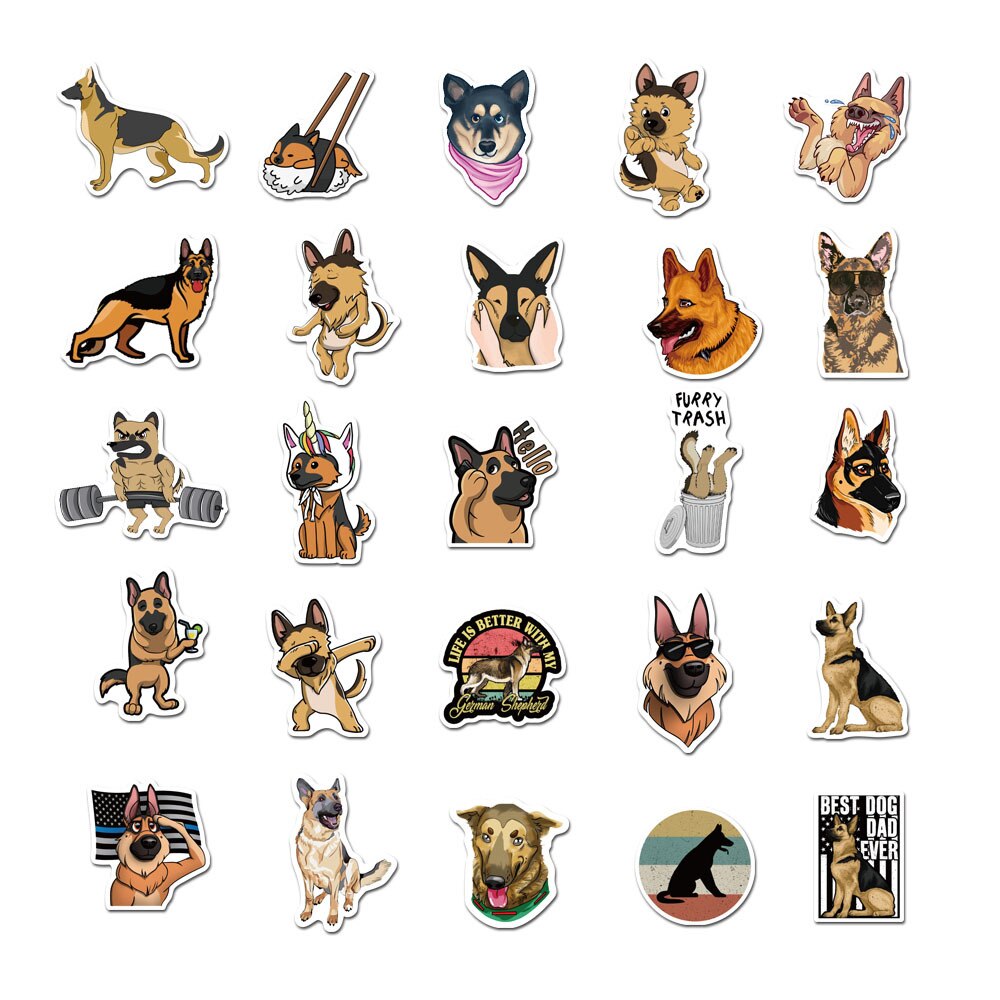 10/30/50Pcs/Set Cute German shepherd Pet Dog Decorative Washi Stickers Scrapbooking Stick Label Diary Stationery Album Stickers