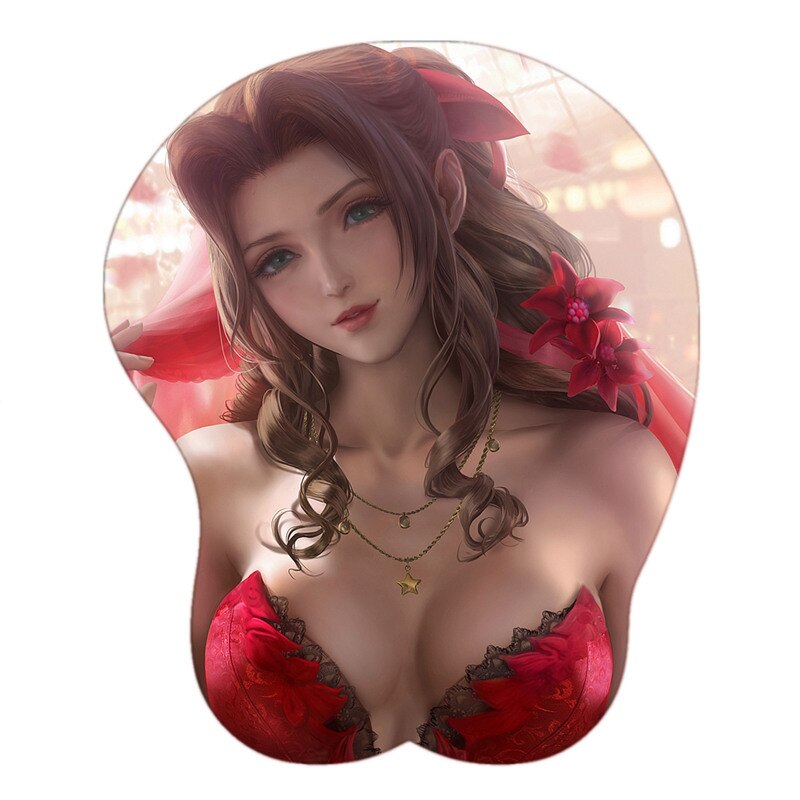 New Creative Gamer Final Fantasy VII 7 Anime Sexy Highly restored Tifa Aerith 3D Silicone Gel 2way Oppai Mouse Pad Wrist Rest