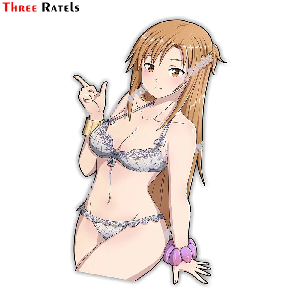 Three Ratels B886 Sexy Anime  Girl Asuna Cartoon Car Sticker For Body Cover Decoration Vinyl Material Waterproof Property