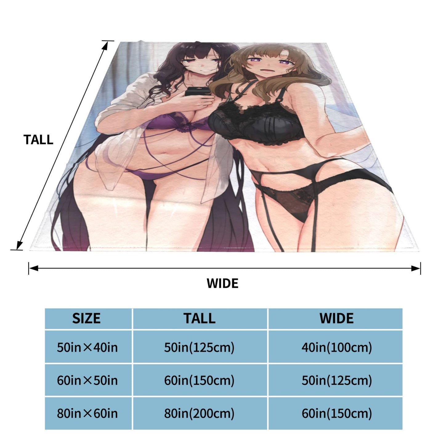 Kawai anime girls blanket | Large anime blanket | bikini girls anime blanket