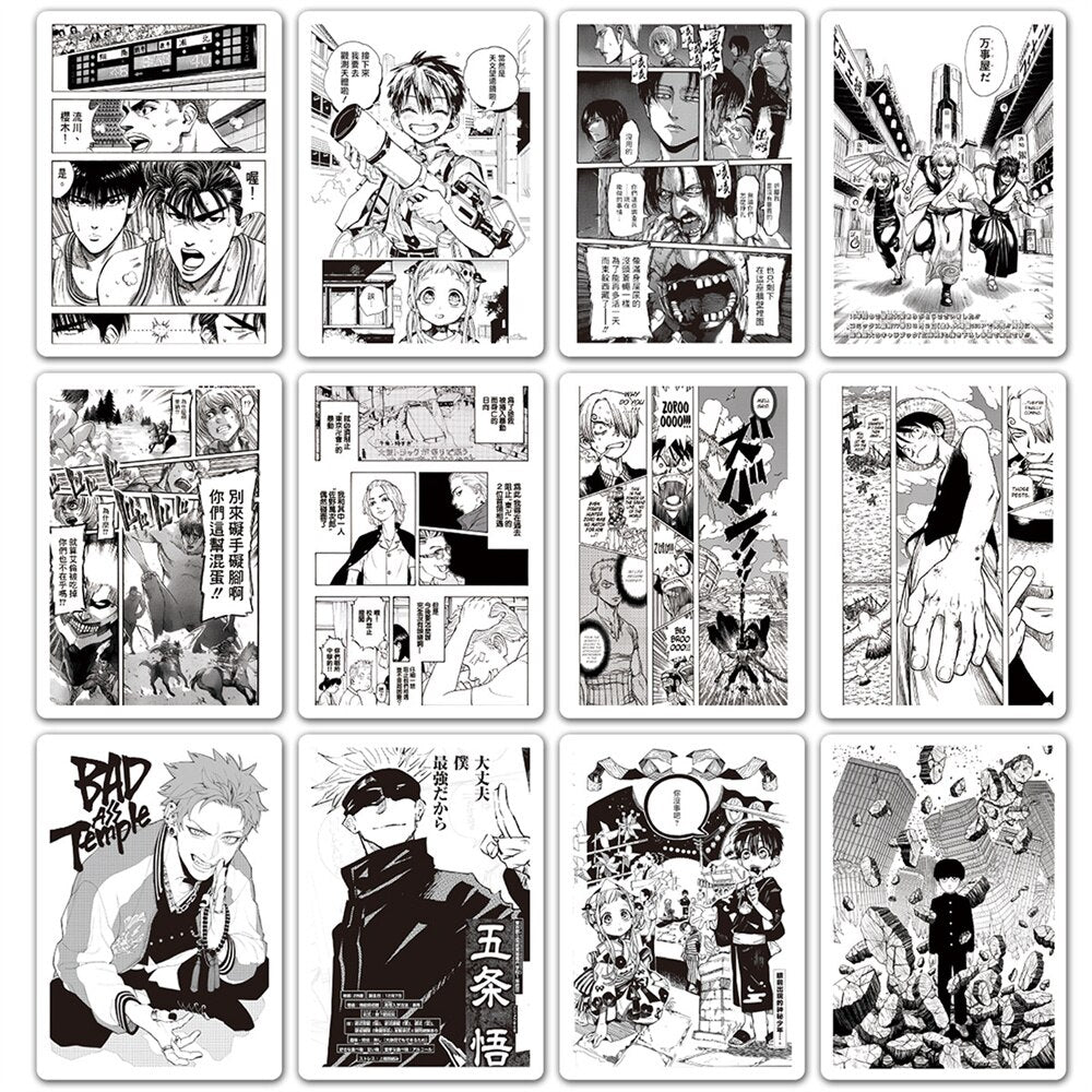 10/30/50PCS Black and White Anime Poster Comic Graffiti Jujutsu Kaisen Demon Hunter Skateboard Phone Notebook Sticker Wholesale