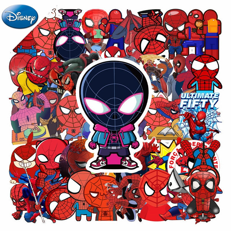 50PCS Marvel Disney Crashed Glass Cartoon Character Funny Stickers Luggage Trolley Case Bike Notebook Cute Waterproof Sticker