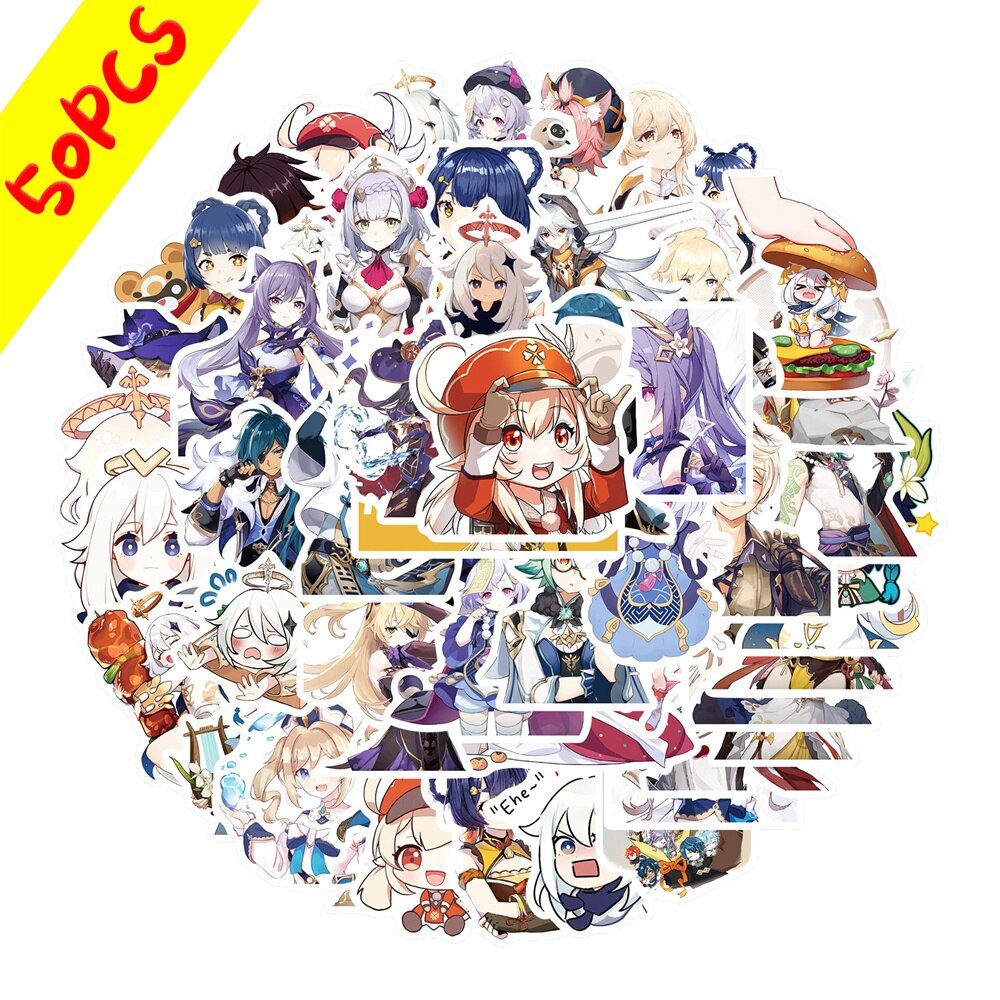 10/30/50PCS Anime Genshin Game Stickers Cartoon Waterproof Children&#39;s Toys Laptop Skateboard Mobile Phone Stickers Wholesale