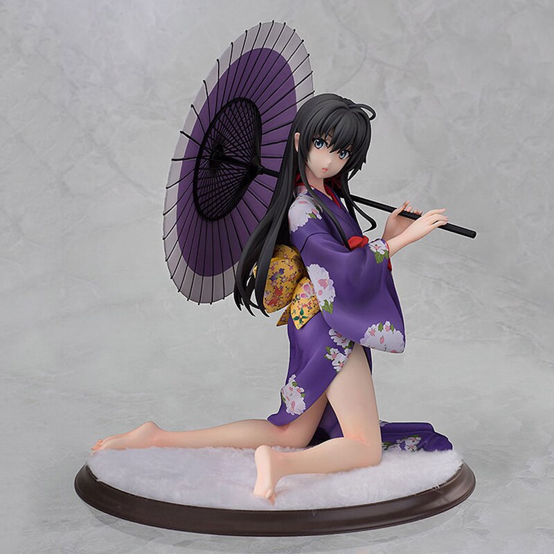 My Teen Romantic Comedy SNAFU 2 Model Toy Yukino Yukinoshita Kimono Japanese Umbrella Kneeling Position Scene Base PVC Model Toy