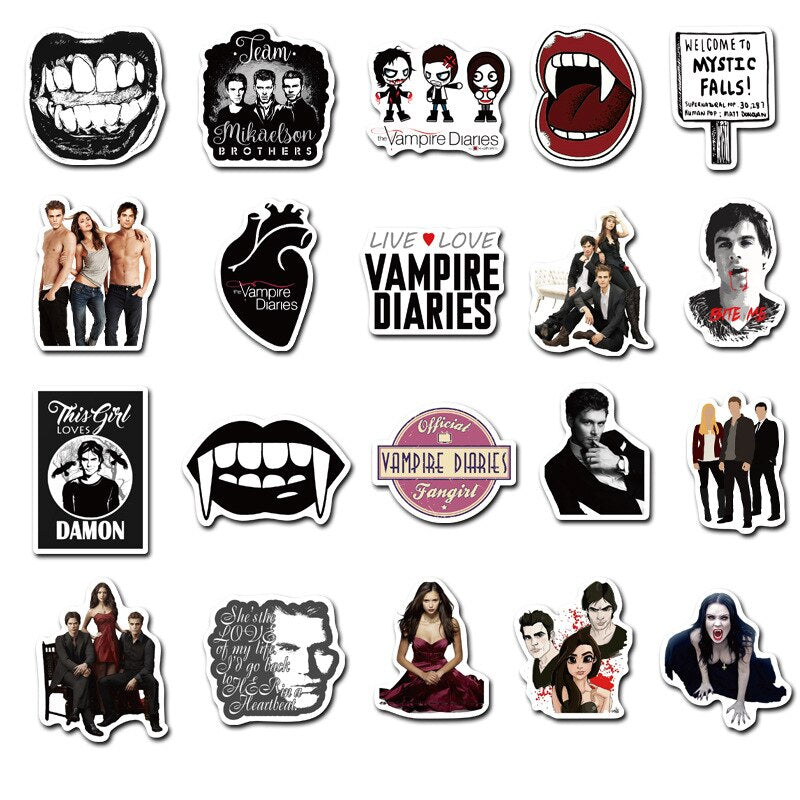 10/30/50Pcs The Vampire Diaries Stickers for Kids Toy Waterproof Motorcycle Skateboards Luggage Bicycle Laptop Car Decal Sticker