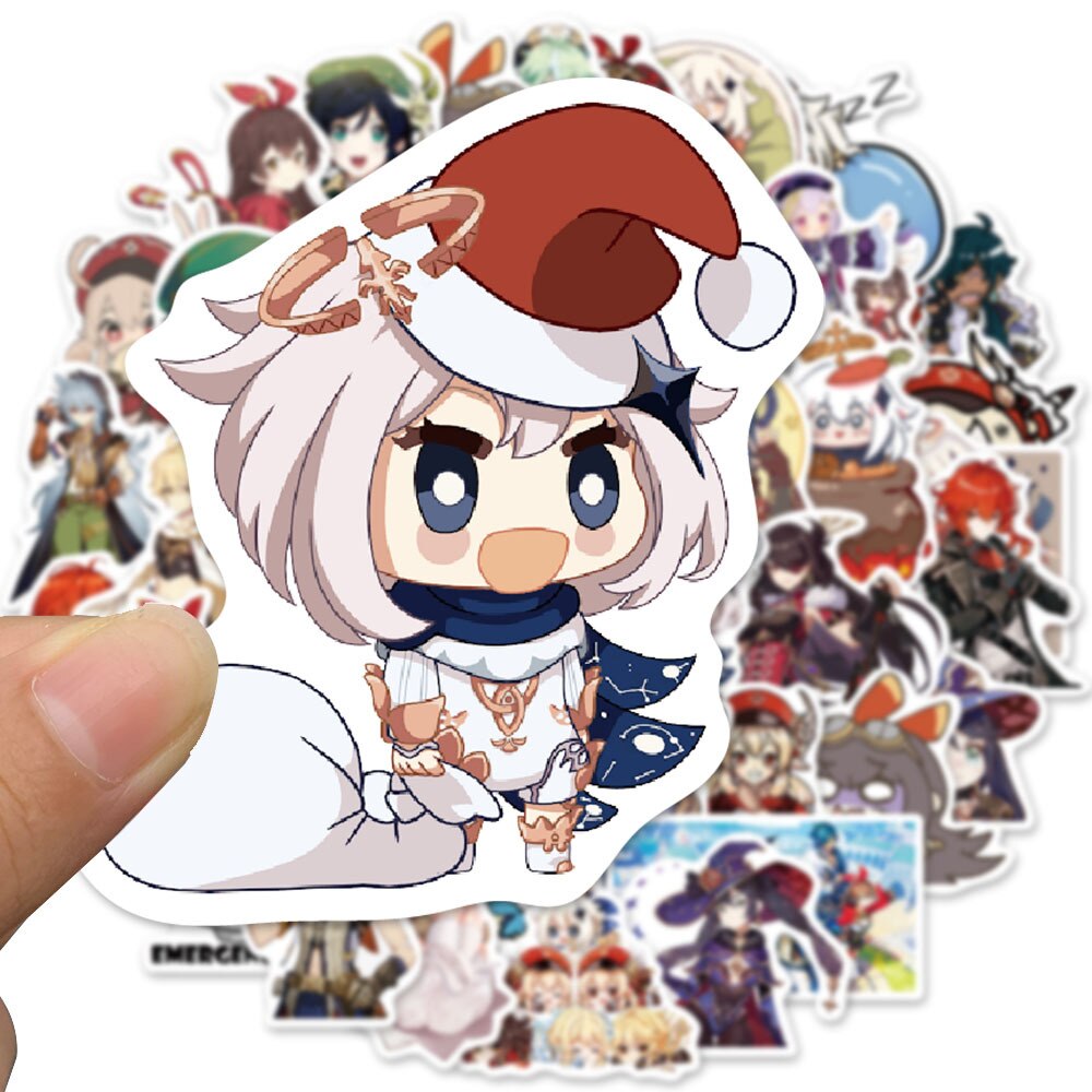 10/30/50PCS Anime Genshin Impact Game Xiao/Klee/Barbara Stickers Cartoon Kids Toys Laptop Scooter Exquisite Stickers Wholesale