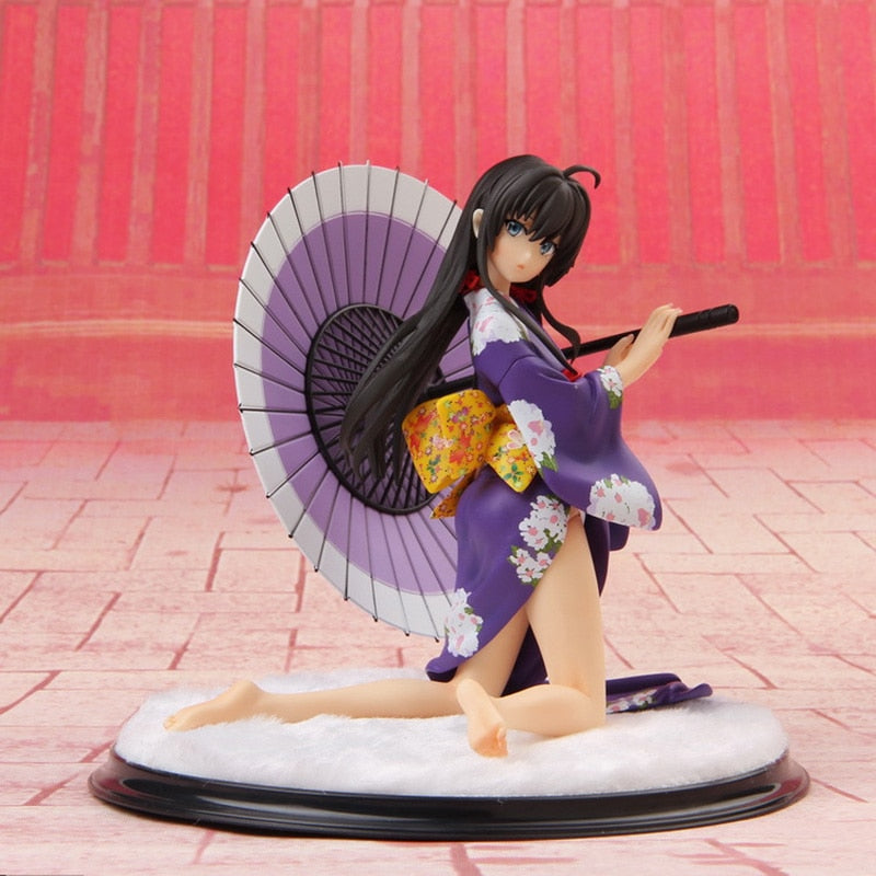 My Teen Romantic Comedy SNAFU 2 Model Toy Yukino Yukinoshita Kimono Japanese Umbrella Kneeling Position Scene Base PVC Model Toy