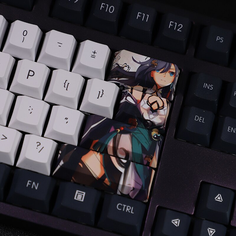 108 Keys/set PBT Dye Subbed Keycaps Cartoon Anime Gaming Key Caps Honkai Impact 3 Fu Hua Keycap For ANSI Layout Cherry Profile