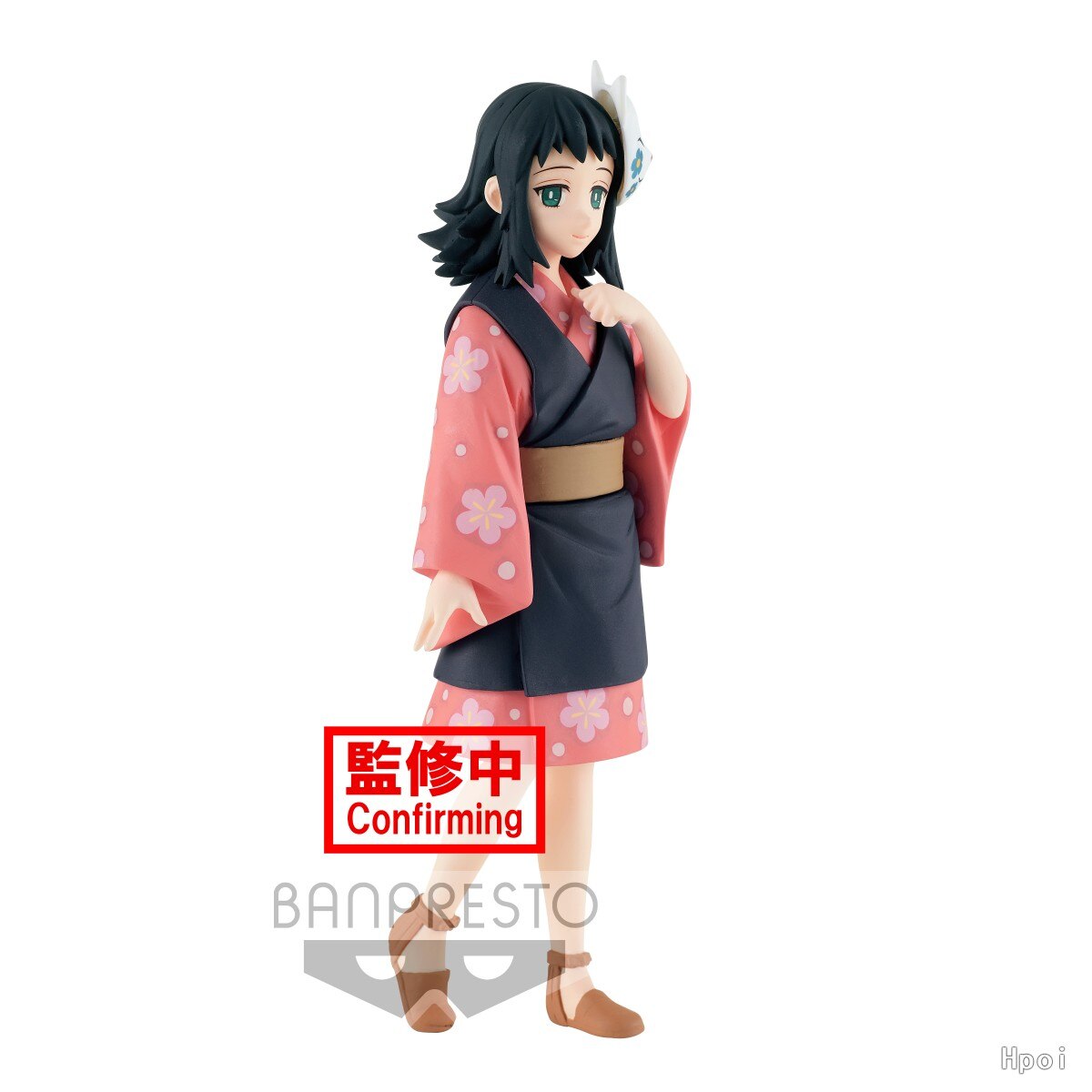 16CM Anime Demon Slayer Makomo Figure Pink Short Kimono Black Jacket Standding Model Dolls Toy Gift Collect Boxed PVC Material