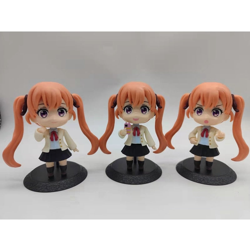 3Pcs/1Set Amano Erika Figure Anime Cuckoos Engagement Amano Erika Kawaii 10CM Action Figures Model Collection Toy Set Cute 8CM