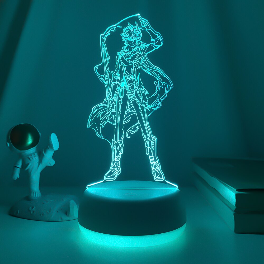 New Genshin Impact Night Light 3D Illusion Lamps Hutao Hot Game Light for Bedroom Decor LED Lights Atmosphere Bedside Kids Gifts