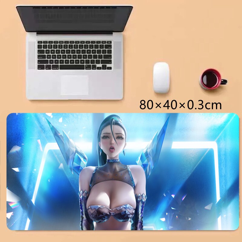 League of Legends KDA Yuricomic Sexy Big Breast Gaming Anime 3D Mouse Pad Cute Manga Pad with Wrist Oppai Silicone Gel Boob Mat