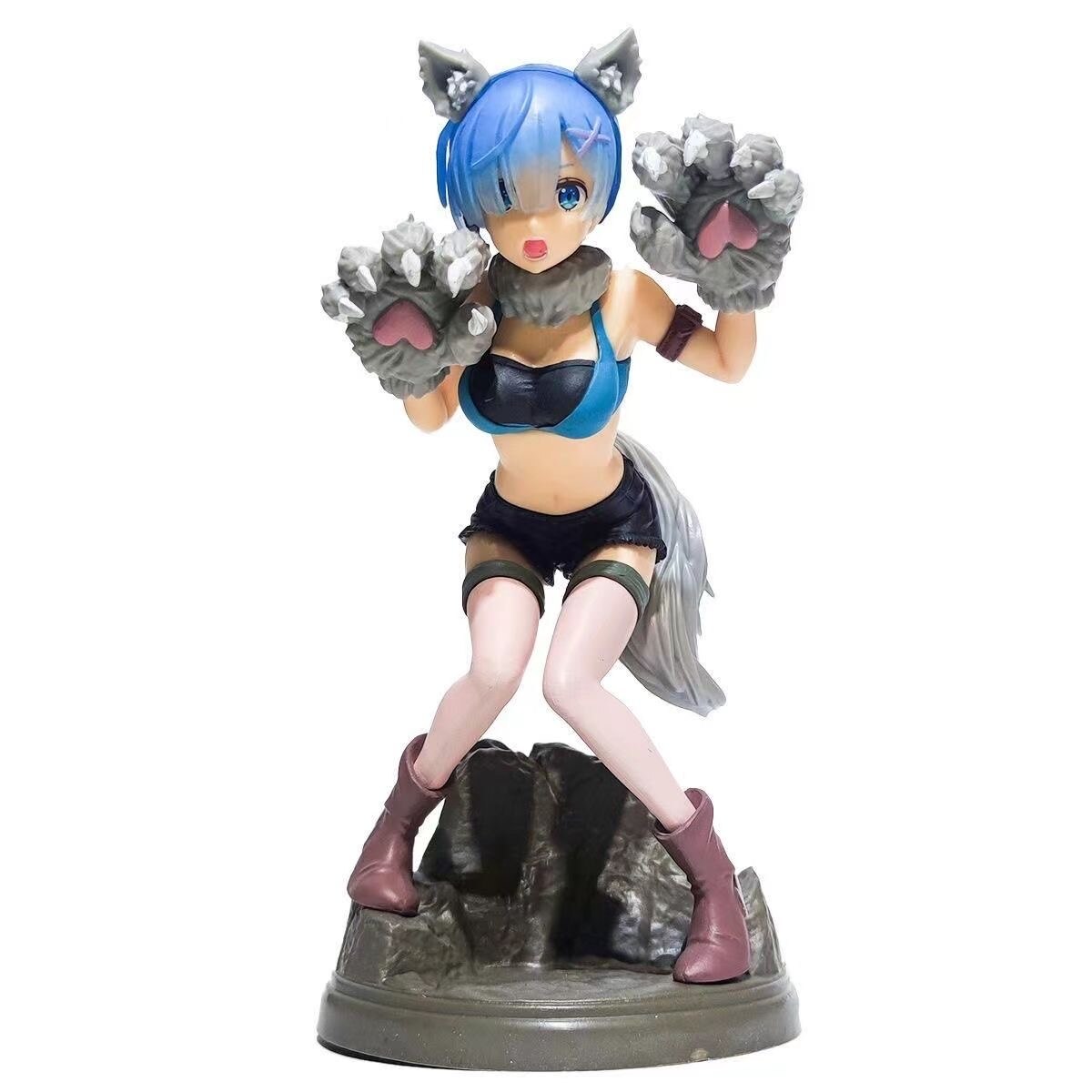 19CM Big Bad Wolf coat Cartoon anime characters Cute Girl Sculpture Anime doll Model toys Gift color box