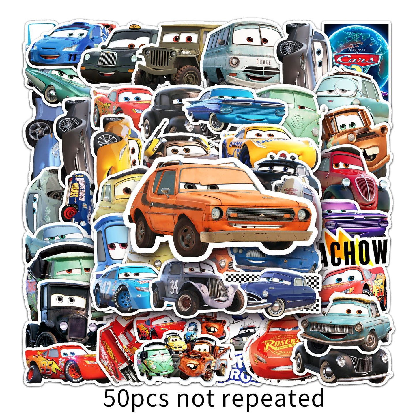 10/30/50pcs Disney Cartoon Cars Lightning McQueen Stickers DIY Skateboard Fridge Motorcycle Luggage Car Waterproof Sticker Toy