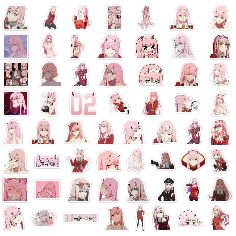 10/30/60PCS Anime DARLING in the FRANXX Stickers Cute ZERO TWO Graffiti Decals DIY Phone Suitcase Fridge Stationary Classic Toys