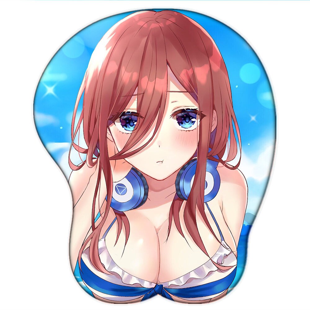 Anime Boobs Mat Go-toubun No Hanayome Nakano Miku Sexy Big Breast 3D Mouse Pad with Wrist Oppai Silicone Gel Manga Cute Pad