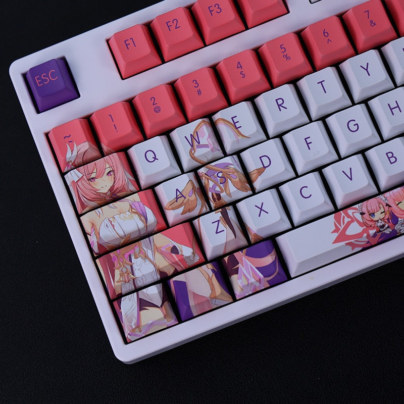 1 Set PBT Dye Subbed Keycaps Two Dimensional Cartoon Anime Gaming Key Caps Cherry Profile Keycap For Honkai Impact 3 Elysia