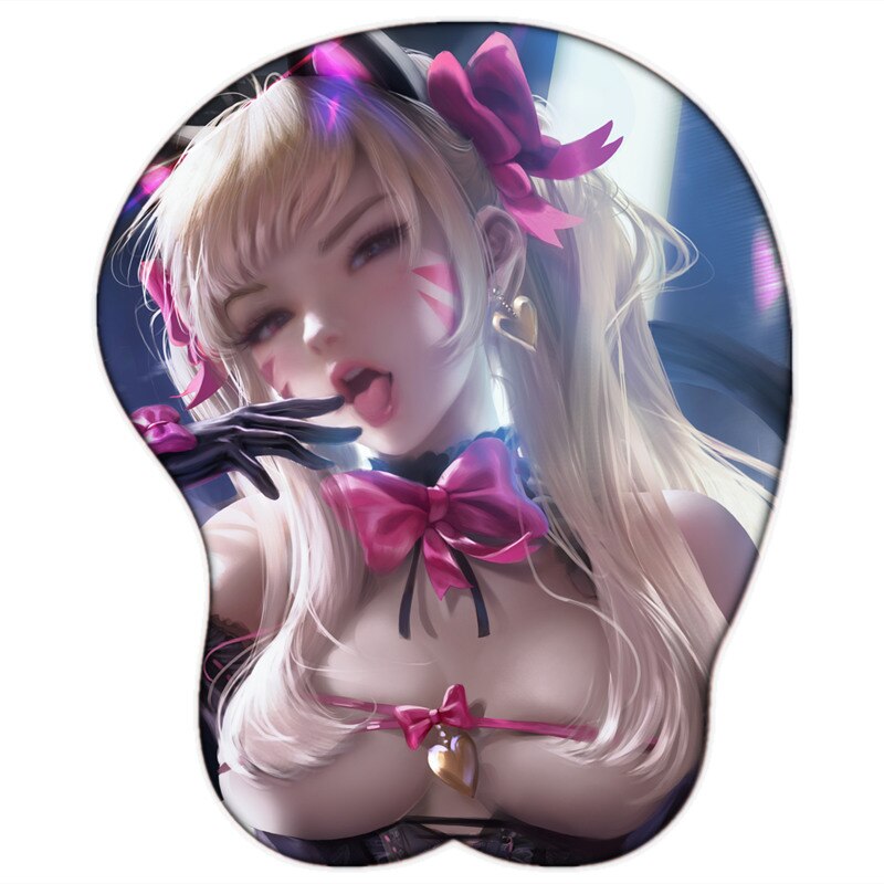 Dva for Over watch 3D Mouse Pad Gaming Sexy Girl with Wrist Rest Soft Silicone Anime Girl Big Oppai Mouse Pad Mat 2way
