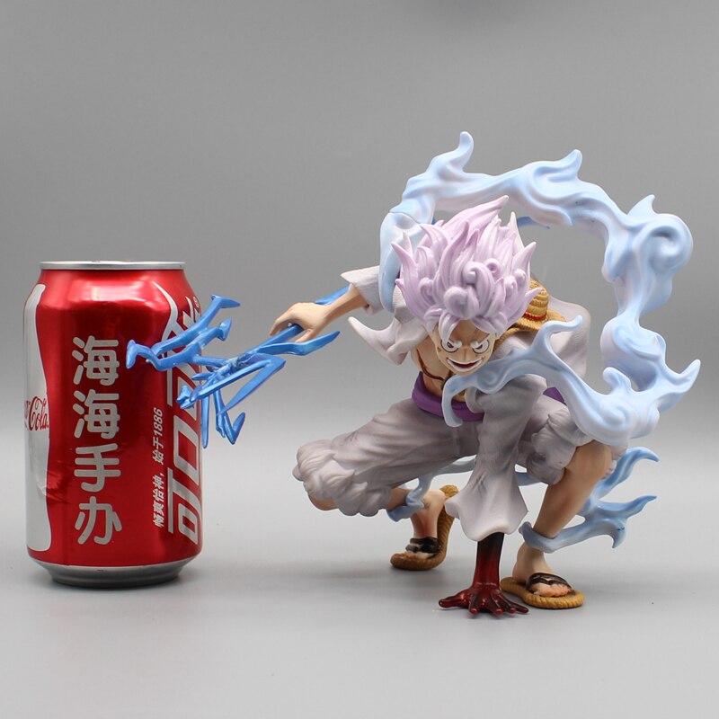 19cm Anime One Piece Gear 5 Luffy Action Figure Squatting Lightning Attack Mode Luffy Sun God Hercules Figure PVC Collection Toy