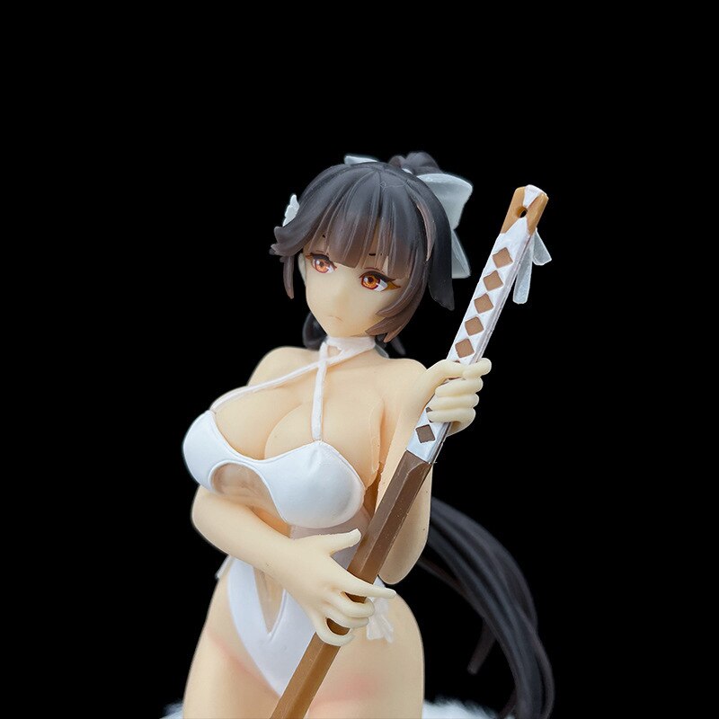 19CM Sexy Swimsuit Azur Lane Anime Action Figures IJN Takao With Weapon Kneeling Pose Undressing PVC Desktop Collection Toys