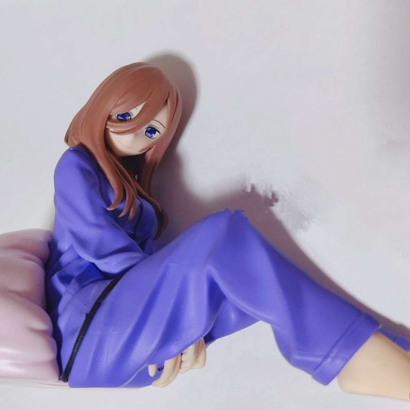 Hot Anime The Quintessential Quintuplets Figure Nakano Miku Figure Purple Pajamas Sexy Model Toy Long Hair Ornament Gift