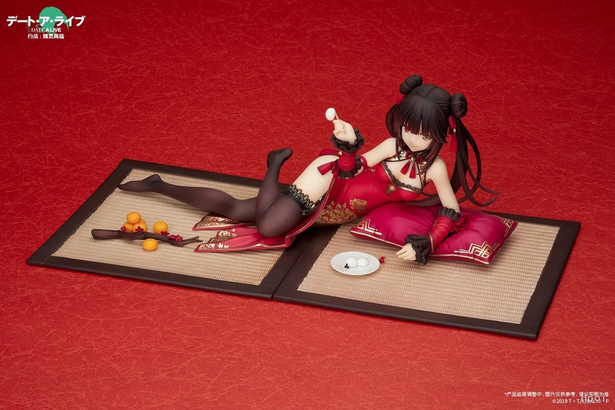 8CM Anime Figure Tokisaki Kurumi Japanese DATE A LIVE Sexy Cheongsam Lying Down Model Doll Toy Gift Collect Boxed Ornaments PVC