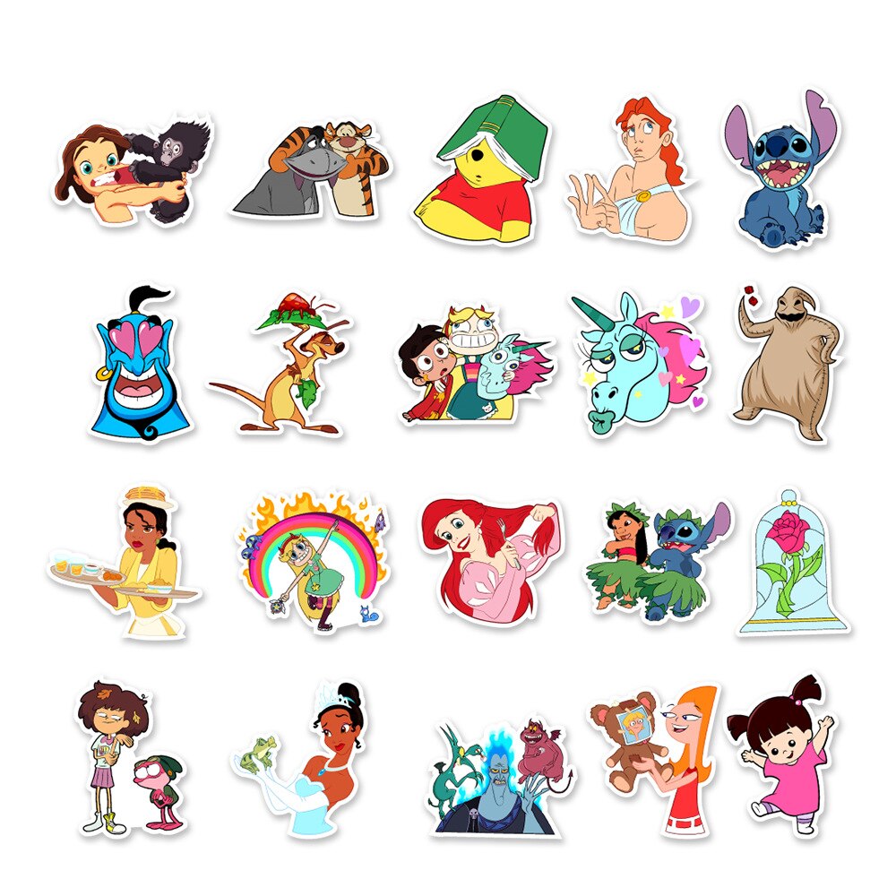 10/30/50pcs Disney Mix Cartoon Anime Stickers Graffiti Decals Laptop Phone Guitar Luggage Skateboard Waterproof Sticker Kid Toy