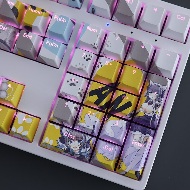 108 Keys/set Azur Lane Cheshire Keycap PBT Dye Subbed Backlit Keycaps Anime Gaming Key Caps For ANSI 61 87 104 108 Keyboard