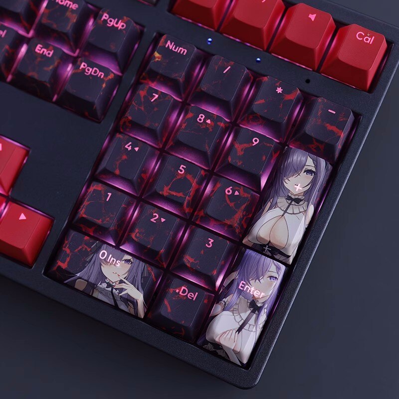 108 Keys/set Azur Lane August Von Parseval Keycap PBT Dye Subbed Backlit Keycaps Anime Gaming Key Caps For ANSI 61 87 104 108