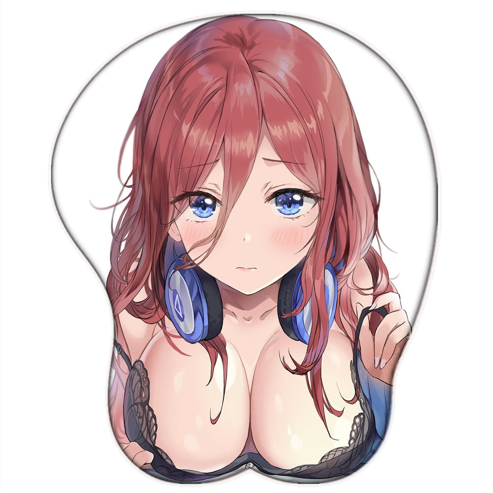 Go-toubun No Hanayome Nakano Miku Anime Sexy Big Breast 3D Mouse Pad with Wrist Oppai Silicone Gel Manga Cute Pad Boobs Mat