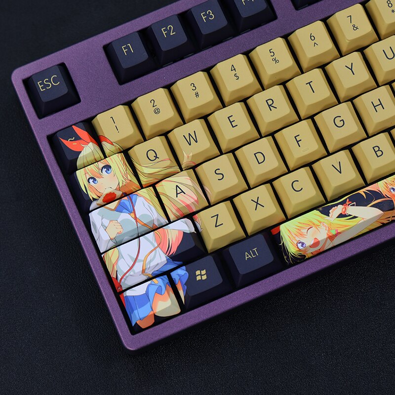 1 Set PBT Dye Subbed Keycaps 2 Dimensional Cartoon Anime Gaming Key Caps Cherry Profile Keycap For Pseudo Love Kirisaki Chitoge