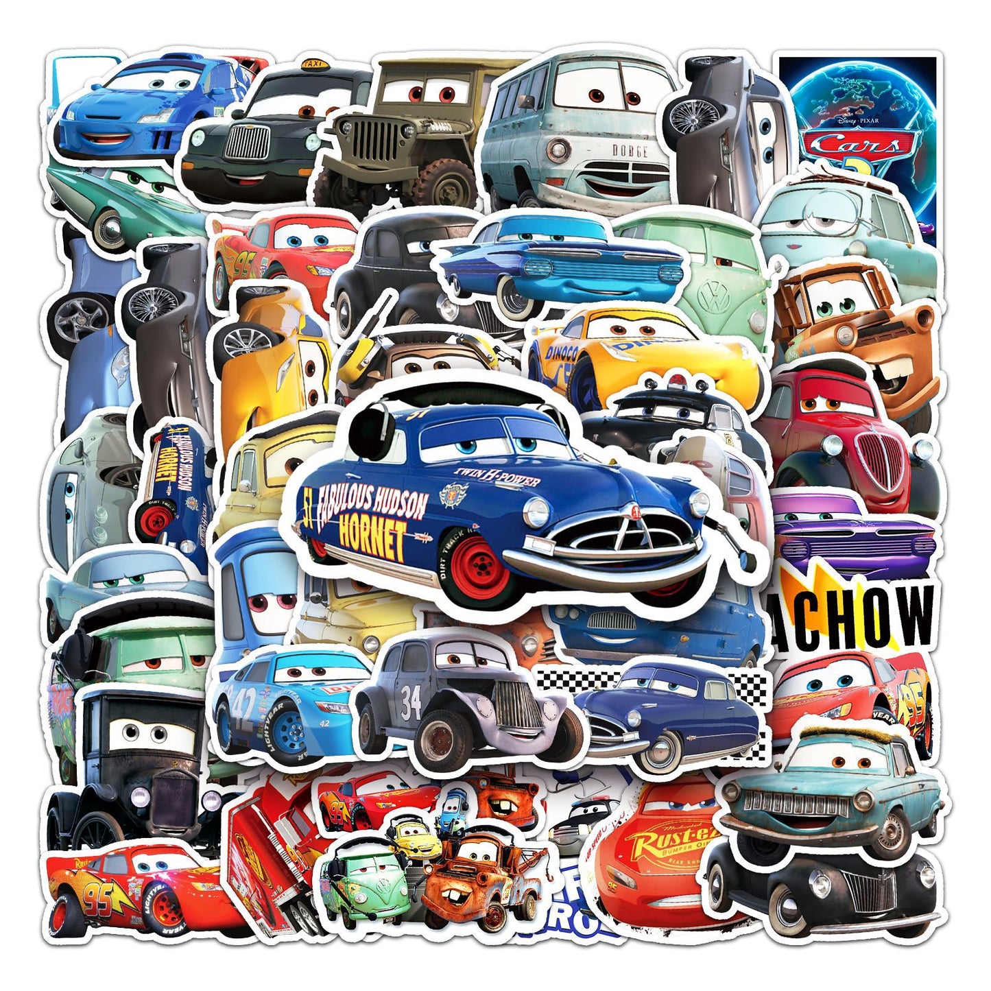 10/30/50pcs Disney Cartoon Cars Lightning McQueen Stickers DIY Skateboard Fridge Motorcycle Luggage Car Waterproof Sticker Toy