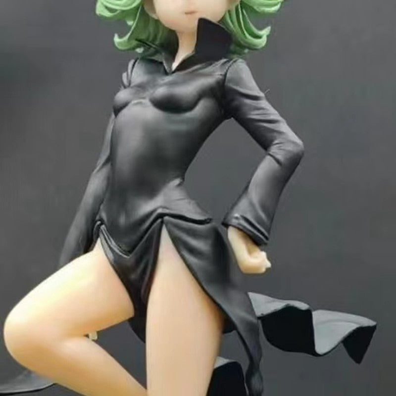 22CM Figure Anime ONE PUNCH-MAN Tatsumaki Shivering Sexy Black Dress Standding Pose Dolls Toy Gift Collect PVC Material