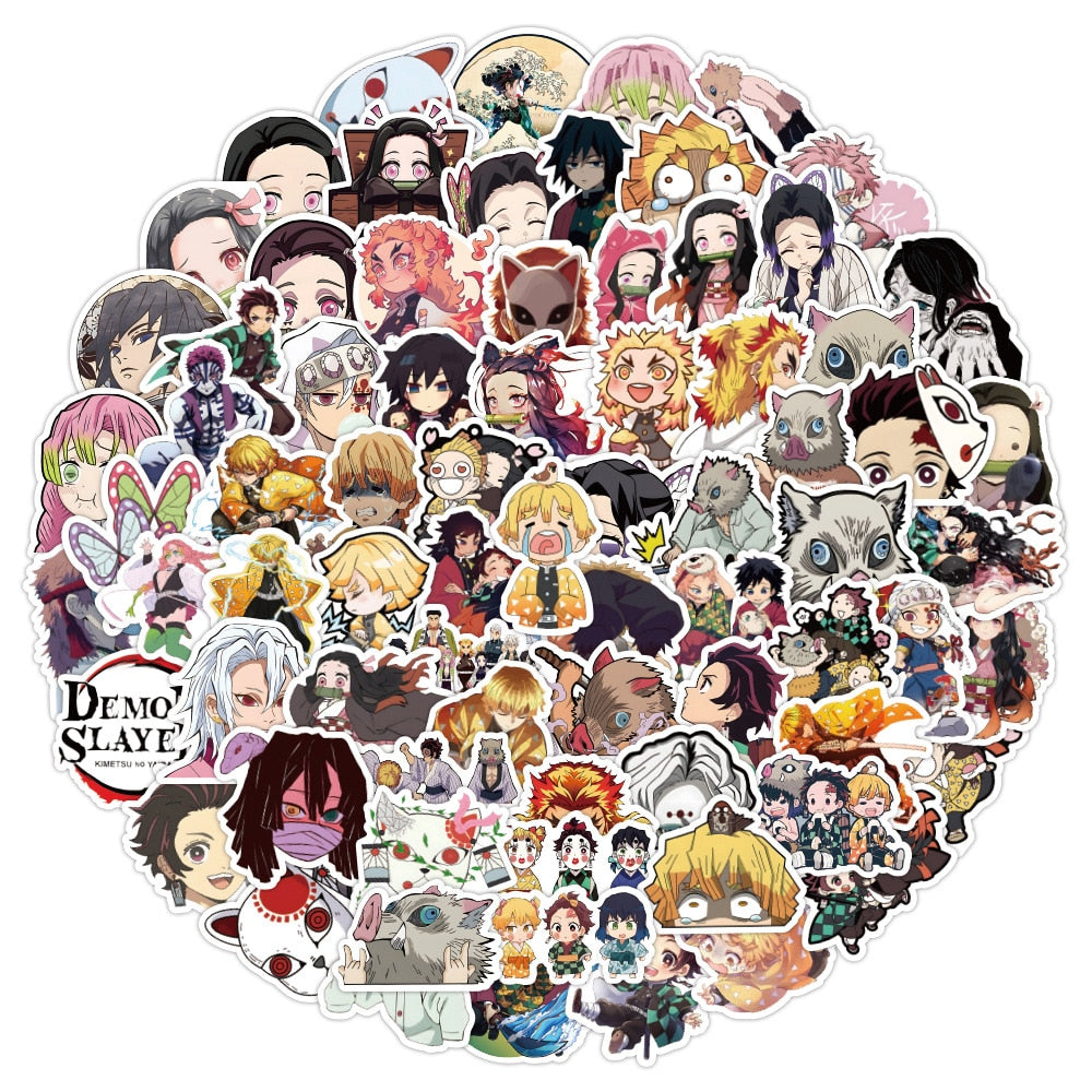 10/30/60/120PCS Cool Anime Demon Slayer Stickers Graffiti Decals Kids Toys DIY Laptop Suitcase Fridge Skateboard PVC Sticker