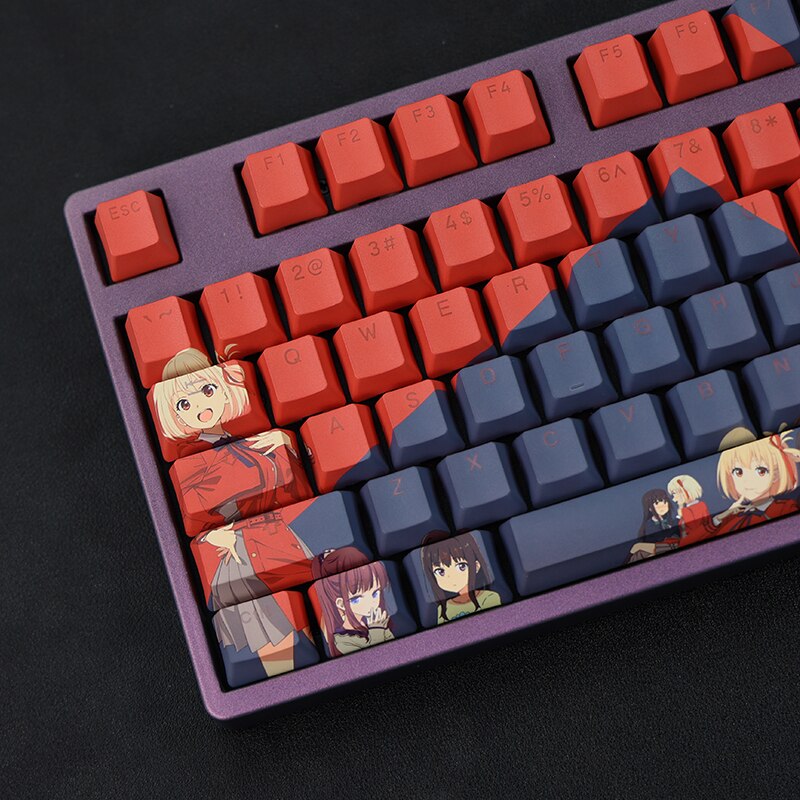 108 Keys PBT Dye Subbed Keycaps Tapanese Cartoon Anime Gaming Key Caps OEM Profile Backlit Keycap Lycoris Recoil