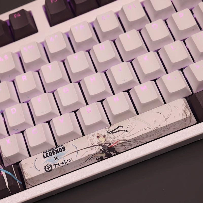 108 Keys/set Azur Lane IJN Kawakaze Keycap PBT Dye Subbed Backlit Keycaps Cartoon Anime Gaming Key Caps For ANSI 61 87 104 108