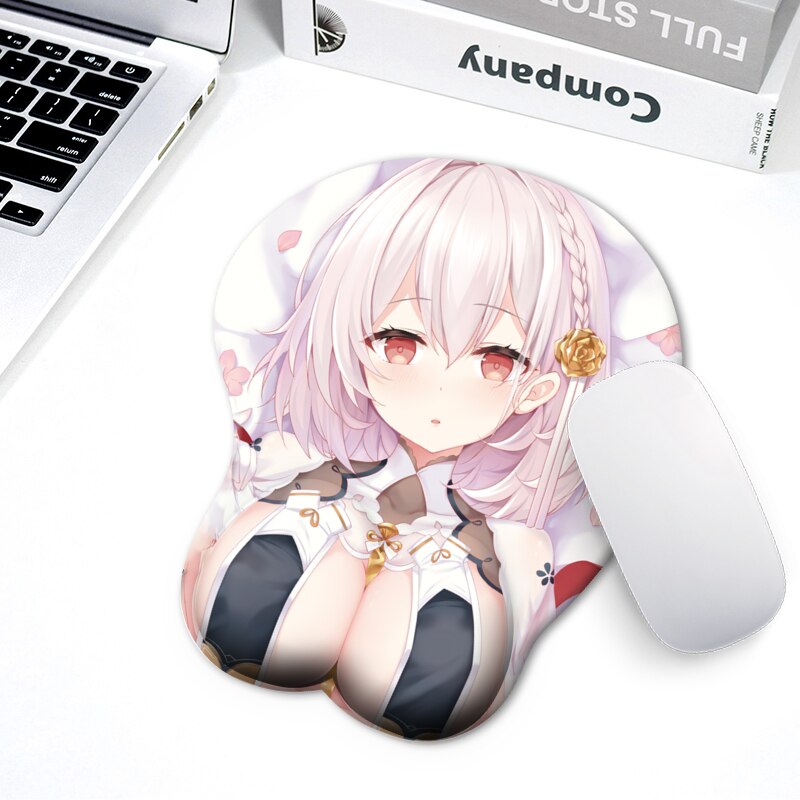 2022 new Japanese animation silicone 3d mouse pad Leica fabric wrist strap cartoon creative sexy mouse pad chest mouse pad