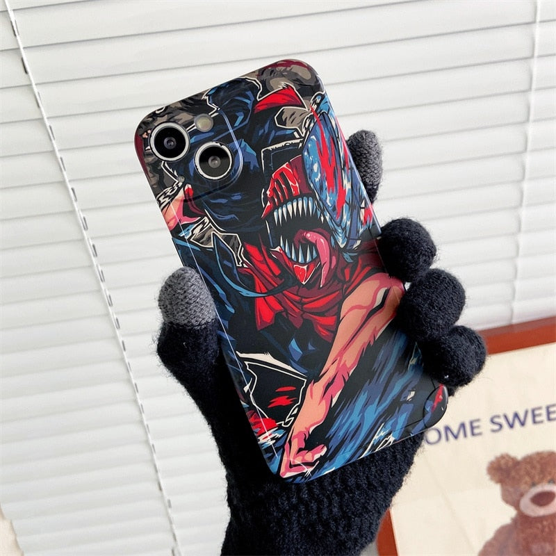 Luxury Japan Chainsaw Man Pattern Phone Case For IPhone 14 13 11 12 Pro Max XS Max  XR X 7 8 Plus SE2 Anime Silicone Cover Funda