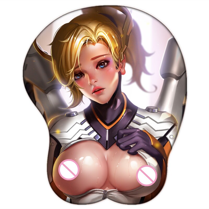 3D Gaming Dva Mercy Sexy Girls with Wrist Rest Soft Silicone Anime Girl Big Oppai Mouse Pad Mat 2way Anime Mouse Pad