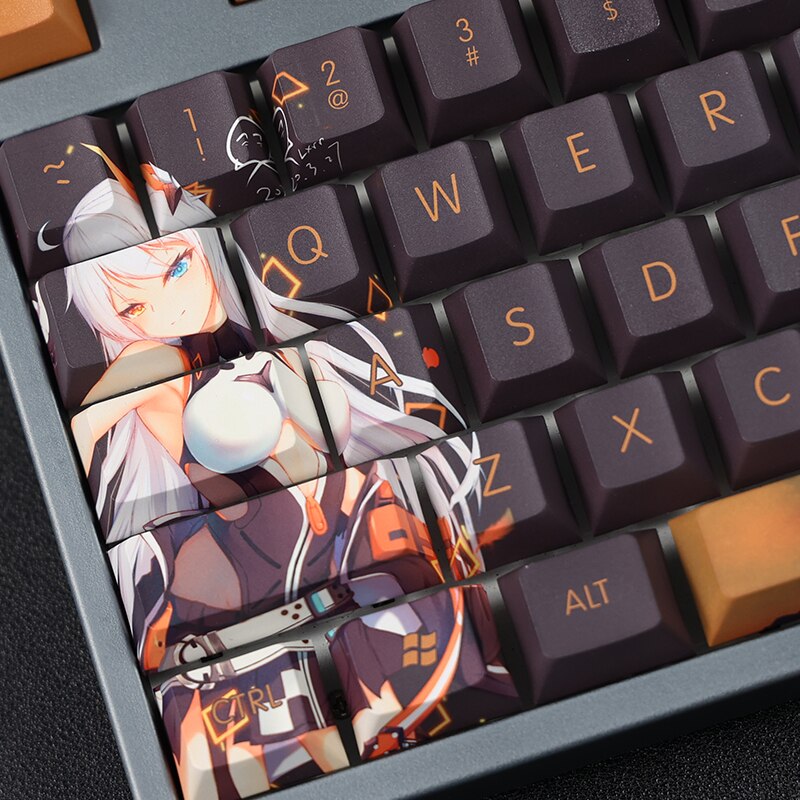 108 Keys/set PBT Dye Subbed Keycaps Cartoon Anime Gaming Key Caps Cherry Profile Keycap For Honkai Impact 3 Kiana Kaslana