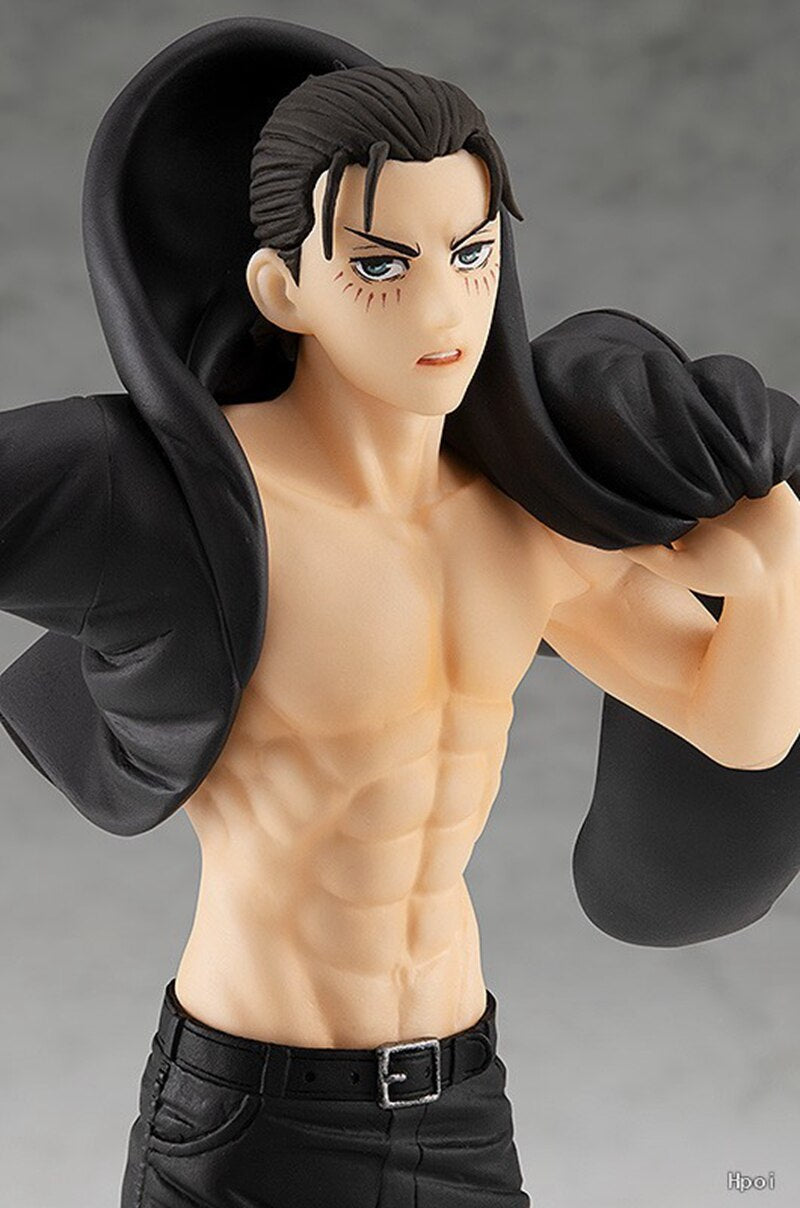 Anime Eren Jaeger Figure Attack On Titans Final Season Black Cloak Dress Up Model Toy Anime PVC Action 185mm Figurine Toys