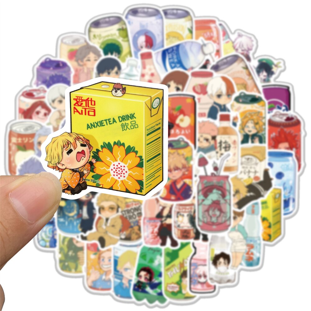 10/30/50PCS Sparkling Water Bottle Drink Cute Stickers Tokyo Avengers/Jujutsu/Genshin/Anime Etc Graffiti Stickers Wholesale