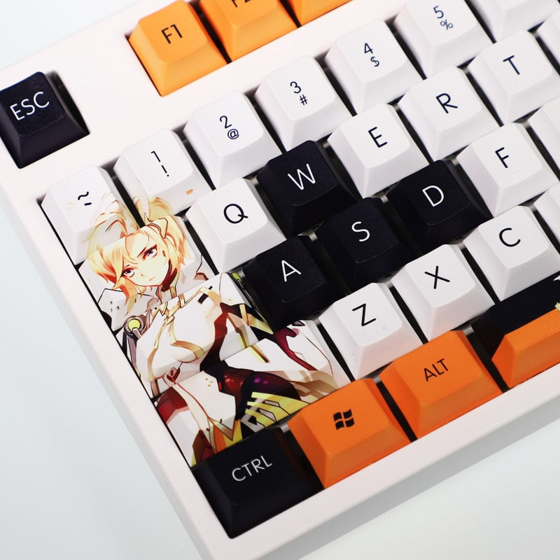 108 Keys PBT 5 Sides Dye Subbed Keycaps Cartoon Anime Gaming Key Caps Cherry Profile OW Mercy Keycap For ANSI 61 87 104 108