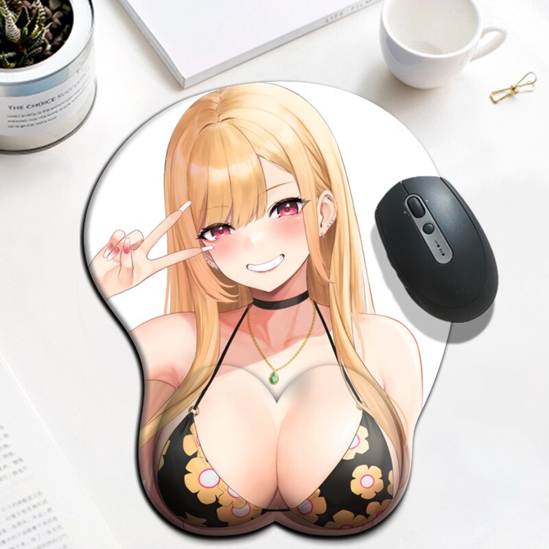 Anime Sono Bisque Doll Wa Koi Wo Suru Kitagawa Marin Sexy Big Breast MousePad 3D Sexy Manga Wrist Rest Oppai Silicone Boobs Mat