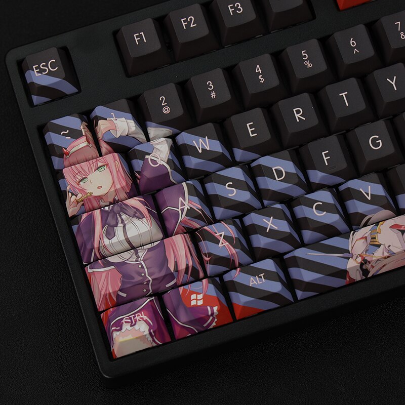 108 Keys/set 5 Sides PBT Dye Subbed Keycaps Cartoon Anime Gaming Key Caps Cherry Profile Keycap For Darling in the Franxx